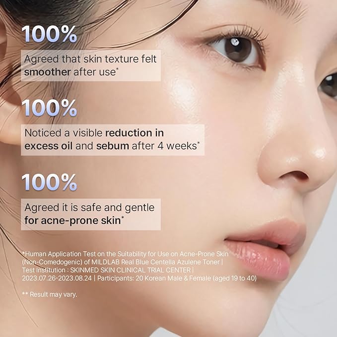 Real Blue Centella Azulene Toner | Calming & Hydrating Facial Toner for Oliy & Sensitive Skin with Azulene, Centella | Korean Skin Care (300 ml/10.14 fl.oz.)