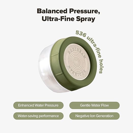 Bathroom Sink Faucet Water Filter, Filtration with Vitamin C Gel, Removes Chlorine & Heavy Metals, NSF Certified Hard Water Softener for Sensitive Skin Care, Made in Korea (Olive Green)