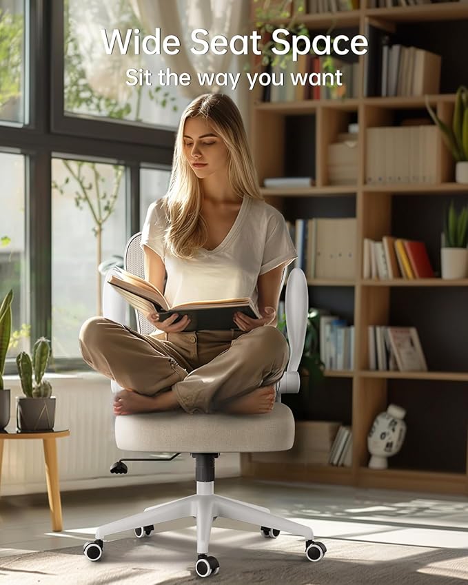 Hbada Office Chair Ergonomic Desk Chair, Office Desk Chairs with PU Silent Wheels, Breathable Mesh Computer Chair with Adjustable Lumbar Support, Flip-up Armrests, Tilt Function, Grey