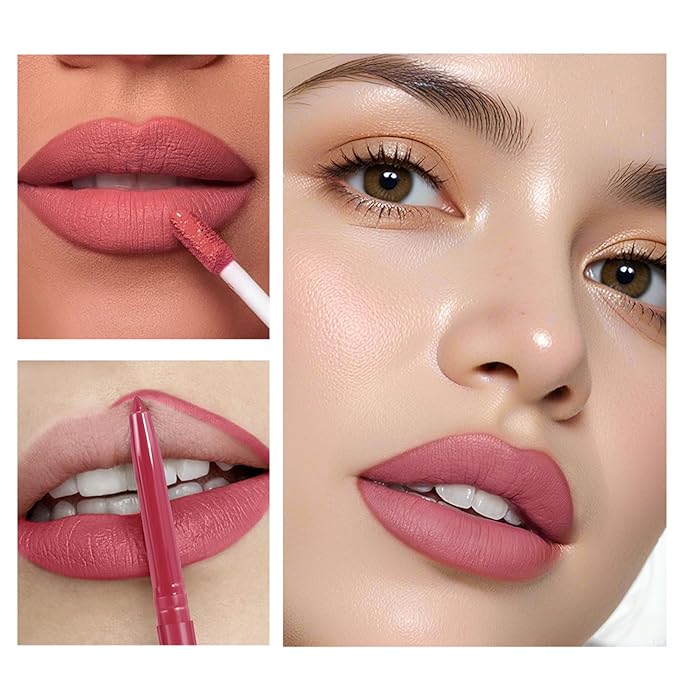 13Pcs Matte Liquid Lipstick + Lip Liner Pens Set, 6 Matte Lipstick+6 Matching Smooth Lipliner+ 1Pcs Lip Plumper Makeup Set Kit, Waterproof Long Lasting 24 Hour Lip Makeup Valentines Gifts for Women
