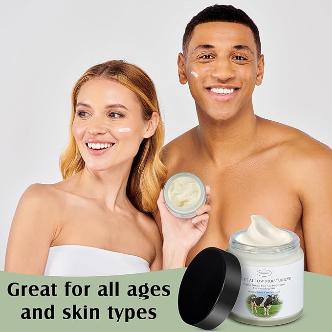 Beef Tallow Moisturizer,Beef Tallow for Skin,Organic Grass Fed Beef Tallow with Raw Honey Moisturizing Cream, Whole Body & Face Moisturizer（4oz）