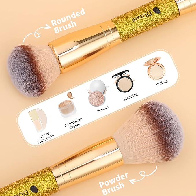 DUcare Dual-Ended Cream + Powder Brush,2-in-1 Foundation Makeup Brush For Creating A Gorgeous, Airbrushed-looking Complexion, Vegan & Cruelty-free