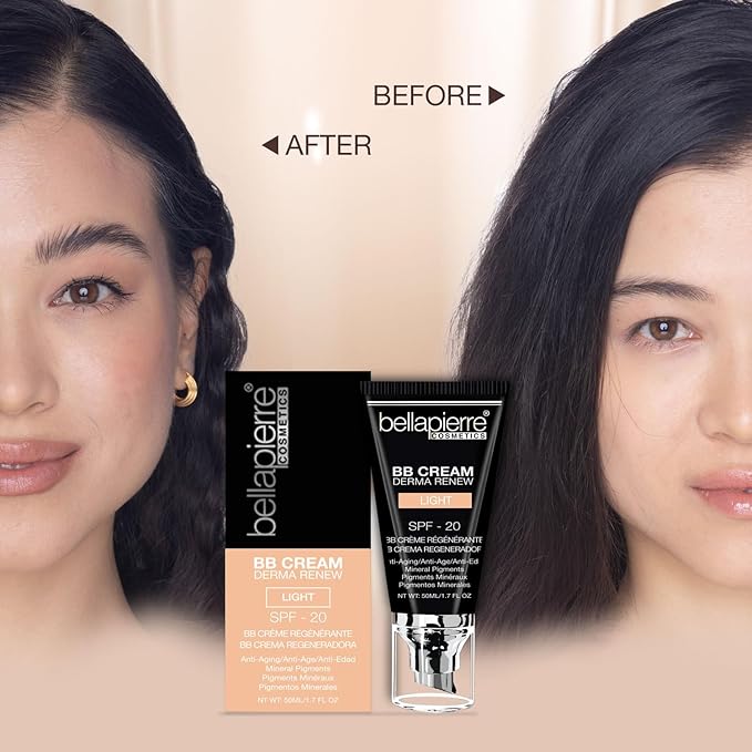Bellapierre BB Cream SPF 20 – Mineral Sunscreen & Liquid Foundation, Lightweight Face Moisturizer with Buildable Coverage, Matte Finish, Non-Toxic, Paraben-Free, Cruelty-Free – 1.7 oz - Light