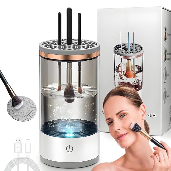 Electric Makeup Brush Cleaner Machine,Rechargeable Electric Cleaning,Automatic Quick and Efficient,for Deep Cleaning Of All Types Of Brushes,Suitable for Makeup Enthusiasts(Black)