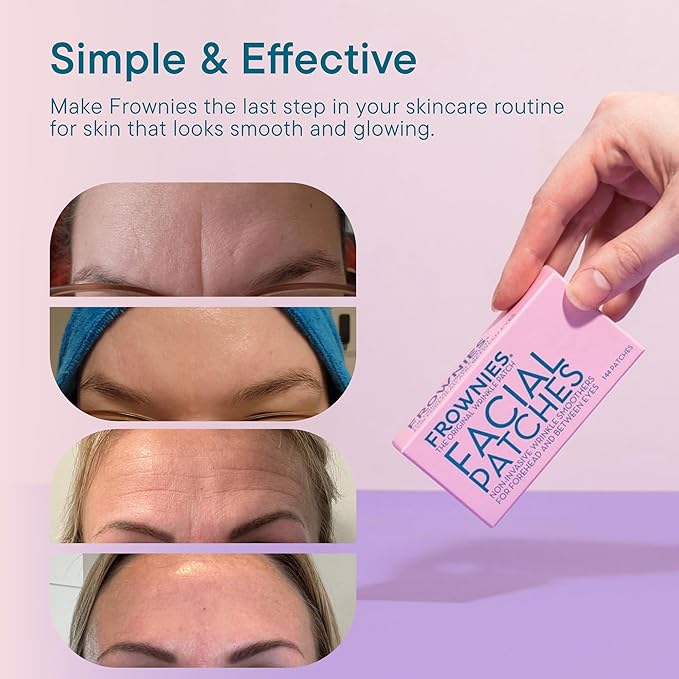 Frownies Forehead & Between the Eyes Facial Patches and Rose Water Hydrator Combo – Forehead Wrinkle Patches (144) with Rose Water Spray for Face (2oz) – For All Ages & Skin Types