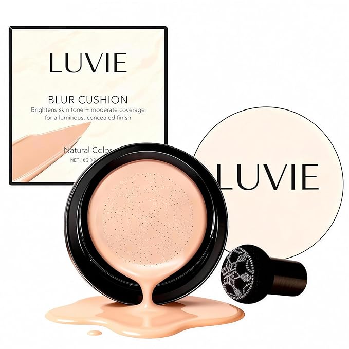 Cushion Foundation, 2026 New Mushroom Head Air Cushion Cc Cream Foundation, Bb Cream Foundations, Makeup Foundation for Older Women, Long-Lasting and Evens for Light/Medium Complexions(Natural color)
