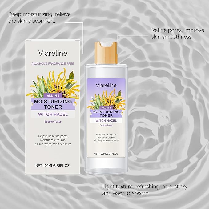 Witch Hazel Aloe Vera Moisturizing Toner, Daily Hydrating Moisturizing Facial Skin Deep Nourishing
