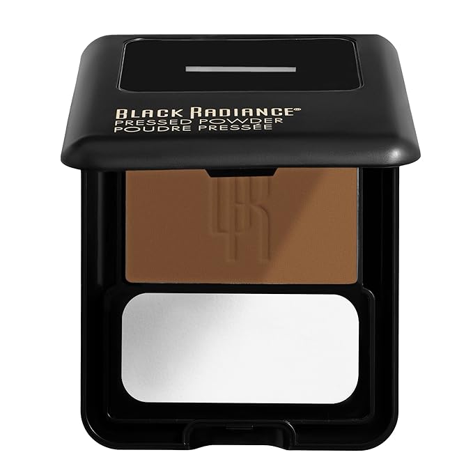 Black Radiance Pressed Powder, Pigment-Rich Matte Finish for Light Skin Tones, Oil-Absorbing Compact with Mirror & Sponge- Honey Amber