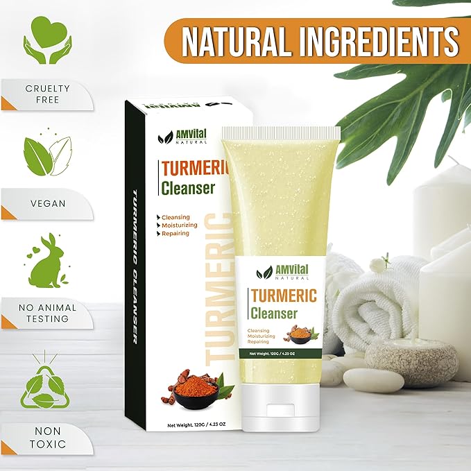 AMVital Turmeric Skincare Bundle – Cleanser, Toner, Cream & Serum for Radiant, Even-Toned Skin