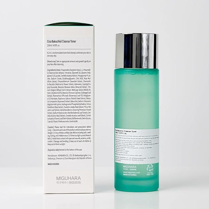 CICA Bakuchiol Cleanse Toner | Korean Skincare 2in1 Toner (120ml/4.05 fl. oz.)