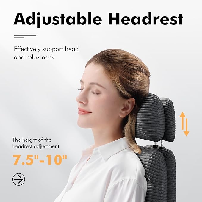 Criss Cross Chair with Flip-up Arms, Executive Office Chair with Foot Rest, Swivel Cross Legged Office Chair with Lumbar Pillow&Headrest, Corduroy Comfy Computer Desk Chair for Home, Black