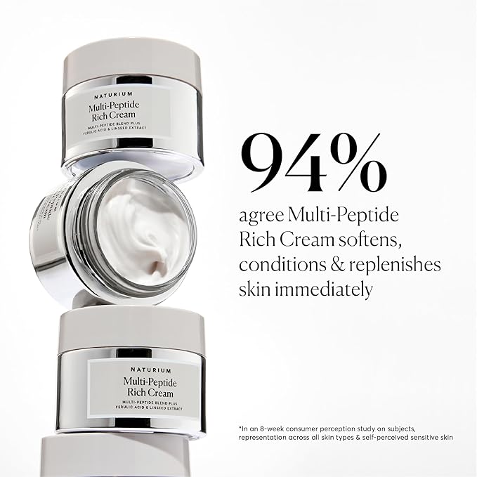 Naturium Multi-Peptide Rich Cream, Hydrating & Nourishing to Help Appearance of Fine Lines & Wrinkles, Vegan & Cruelty-Free, 1.7 oz