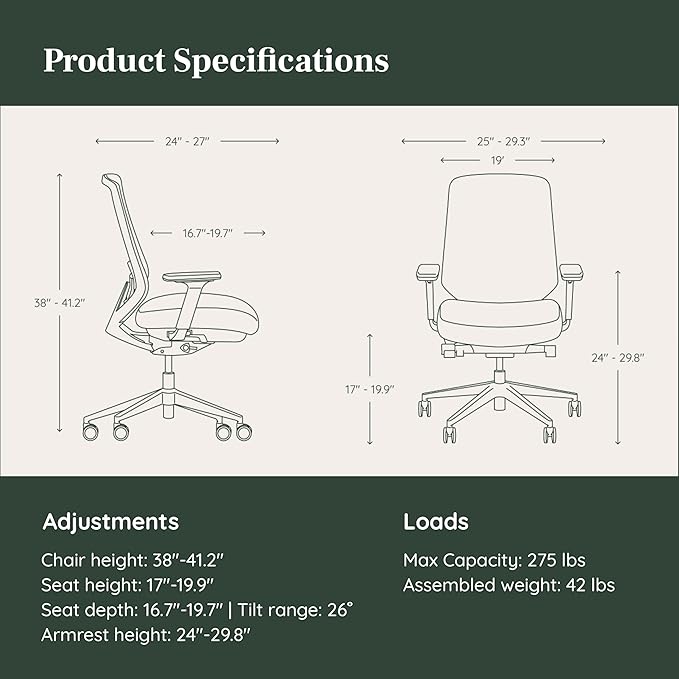 Branch Ergonomic Chair Pro - Mesh Office Chair with 14 Points of Adjustment - Height, Depth & Tilt Adjustable - 5D Armrests - Forward Tilt, Smooth Recline, and Lumbar Support - Spark