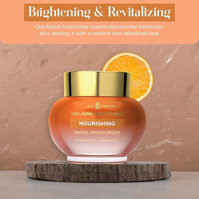 Collagen & Vitamin C Nourishing Moisturizer - Reduces Wrinkles & Fine Lines, Smooths Skin - Dermatologist Tested, Clean Beauty, Korean Skin Care - 1.69 FL.OZ. (2 Pack)