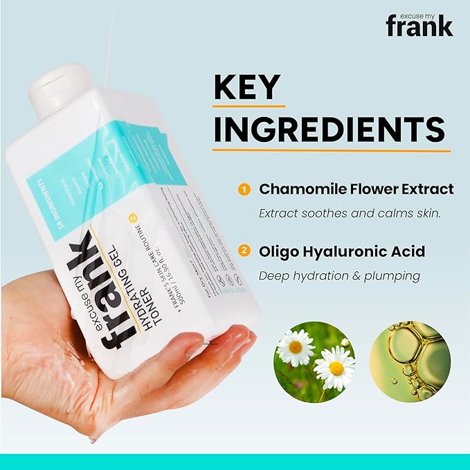 Excuse My Frank Hydrating Gel Toner – Korean Soothing Skincare, Refreshing Moisturizer for Face, Calming Skin, Hydrating, Gentle Facial Toner for Women, All Skin Types (1 Pack)