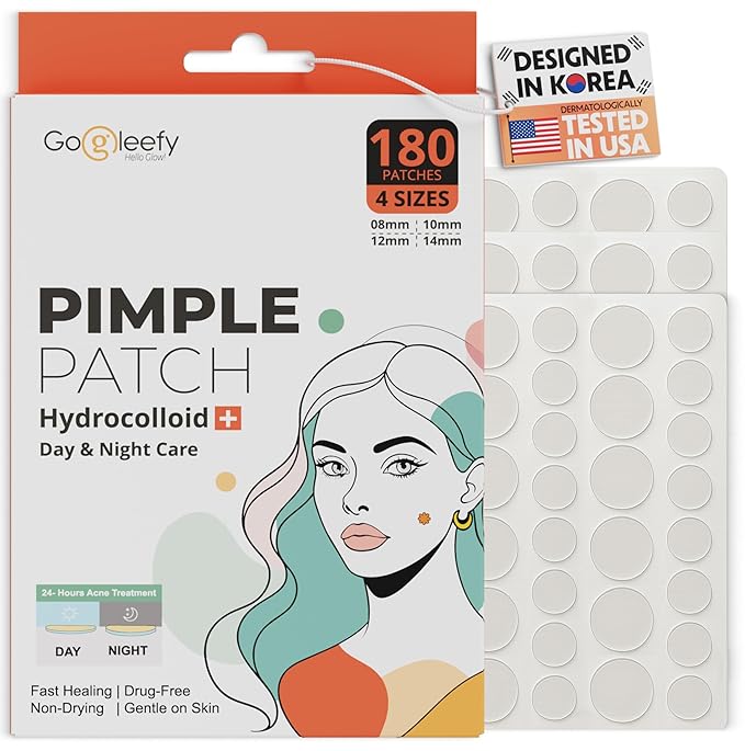 Pimple Patches for Face – Day & Night Acne Patches for Fast Healing, Skin Clarity – Invisible Hydrocolloid Patches, Waterproof Spot Treatment – All Skin Types Zit Patches of 60/120/180