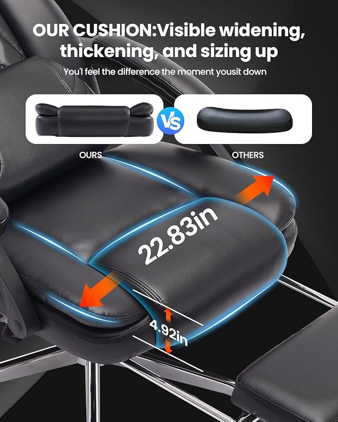500LBS Big and Tall Office Chair with 3D Kneading Massage Lumbar Support, Office Chairs for Back Pain Relief, Ergonomic Comfort 130° Reclining Desk Chairs Managerial Chairs for Heavy People