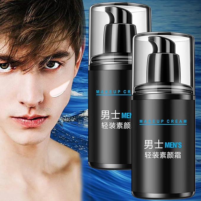Men's Makeup Cream, Men Concealer, Face Cream for Men, Moisturizing Concealer Cream for Face, Make Up Lazy Cream Mens Makeup for Brightening, Oil Control and Cover Flaws, Balance Skin Tone (2pcs)