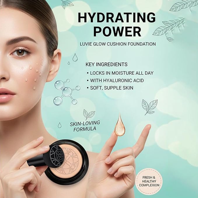 Foundation for Older Women | Mushroom Head Air Cushion CC Cream - BB Cream Full Coverage Makeup Foundation Long Lasting Waterproof Hydrating Lightweight (Dark brown)