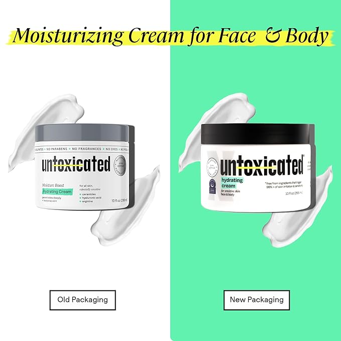 Untoxicated Moisturizing Cream - Facial Moisturizer & Body Cream for Sensitive Skin and NEA Approved for Eczema Relief - Ceramides & Hyaluronic Acid with No Common Irritants