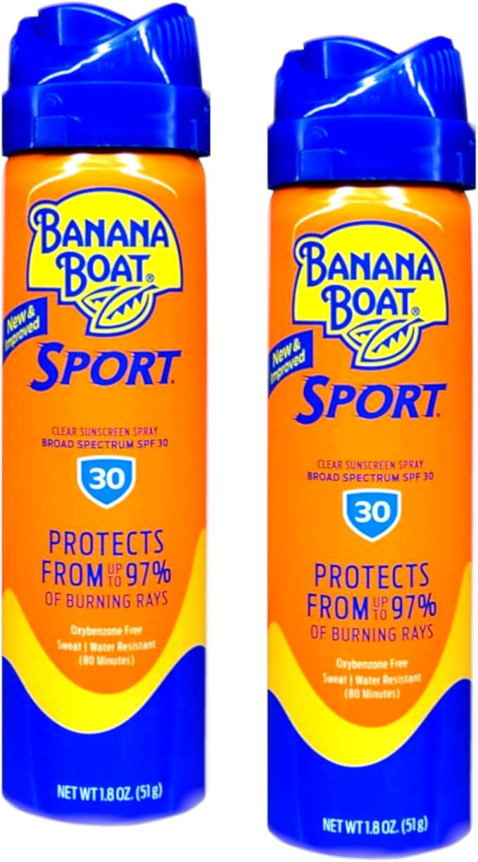 Banana Boat Sun Screen Sport Spray SPF 30 UltraMist Coolzone 1.8 oz (Travel Size), 2 units