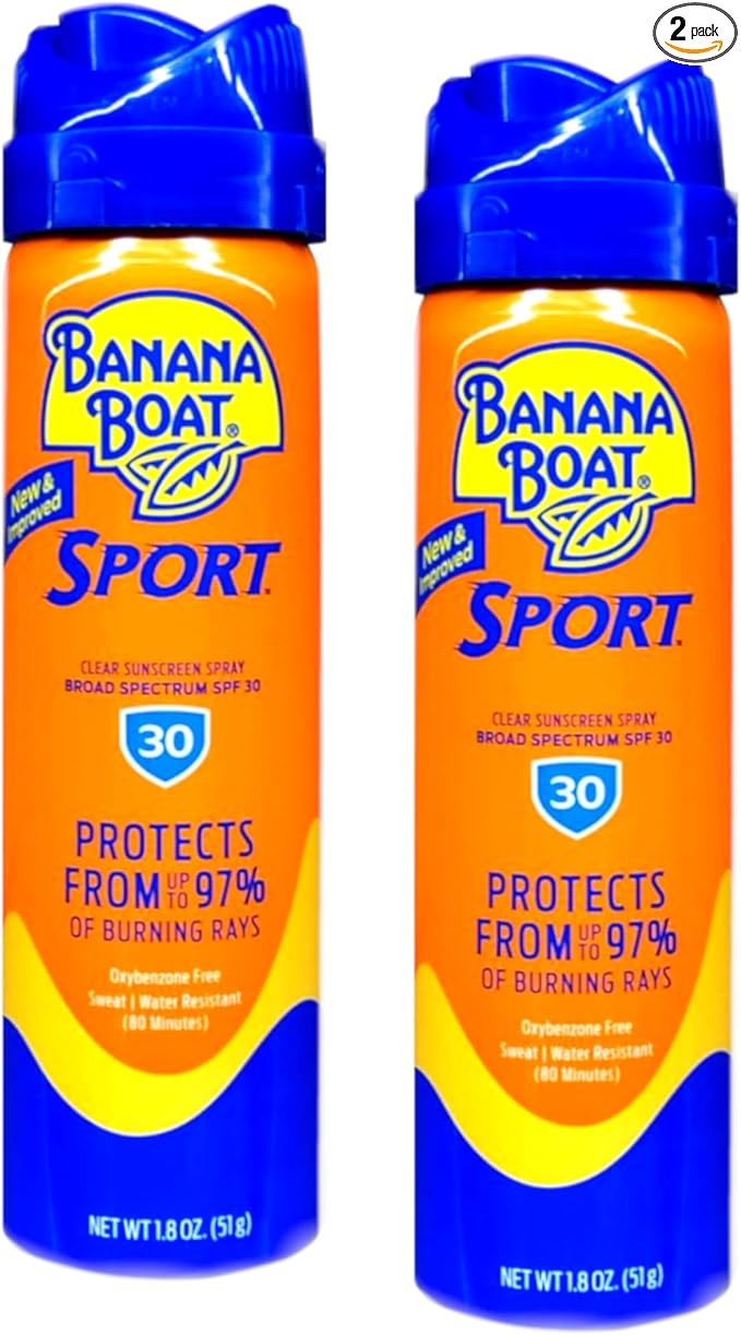Banana Boat Sun Screen Sport Spray SPF 30 UltraMist Coolzone 1.8 oz (Travel Size), 2 units
