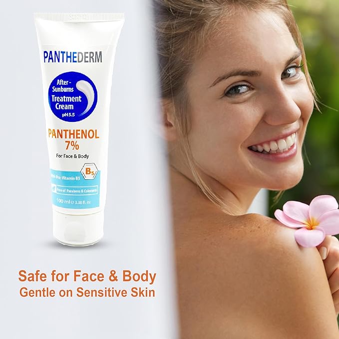 Panthederm After-Sunburn Treatment Cream – pH 5.5, Panthenol 7% for Face & Body – Soothing Relief, Calming & Deep Hydration, Promotes Skin Renewal 3.38fl.oz