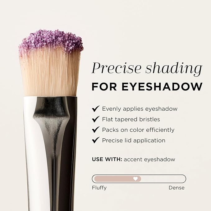 HALEYS Beauty Lid Brush, Medium, Flat & Tapered Eyeshadow Make Up Brush for Cream & Powder, Blending Tool for Eye Makeup, Makeup Brushes Essential, Vegan & Cruelty Free