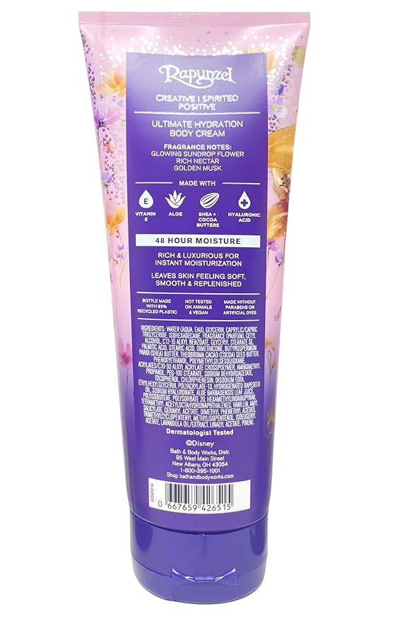 Bath & Body Works Limited Edition Princess Collection Rapunzel Ultimate Hydration Body Cream and Diamond Shimmer Mist with a Wild Jasmine Bar Soap