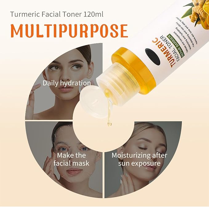 Turmeric Toner, Long-Lasting Hydration, Soothing, Evens Skin Tone for Face Hydrating Facial Toner for Women, Moisturizing Face for Dry Oily Skin 4.22 oz