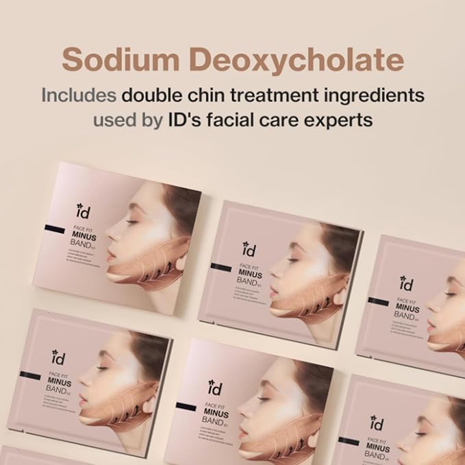 idplacosmetics Face Fit Minus Band V2 (4 ea.) — Korean Hydrogel Jawline Band with Ear Loops for a More Defined V-Line Look, Collagen, Peptides, Hyaluronic Acid