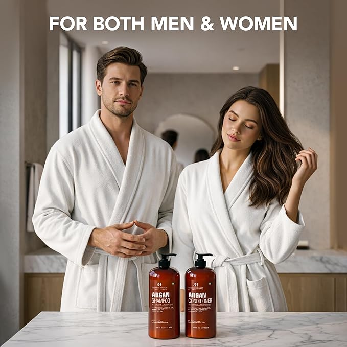 Botanic Hearth Argan Oil Shampoo And Conditioner Set | 16 Fl Oz Each With Keratin, Restorative & Moisturizing, Sulfate Free | All Hair Types & Color Treated Hair, Men And Women | (Packaging May Vary)
