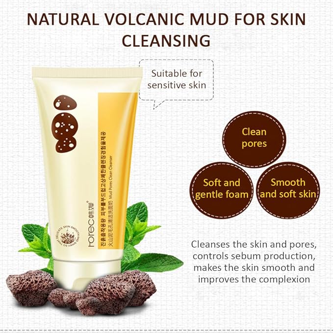 ROREC Volcanic Mud Clean Pore Cleanser Foam Natural Skin Сare Moisture 100ml