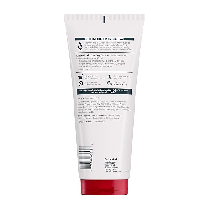 Eucerin Skin Calming Cream - Full Body Lotion for Dry, Itchy Skin, Natural Oatmeal Enriched - 14 oz. Tube