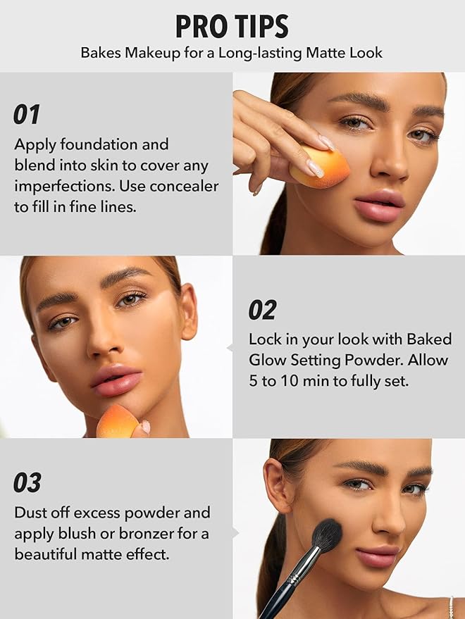 SHEGLAM Baked Glow Setting Powder Oil Control Loose Face Powder Translucent Pore-Less Flawless Smooths Fine Lines Glowy Powder - Light Pink