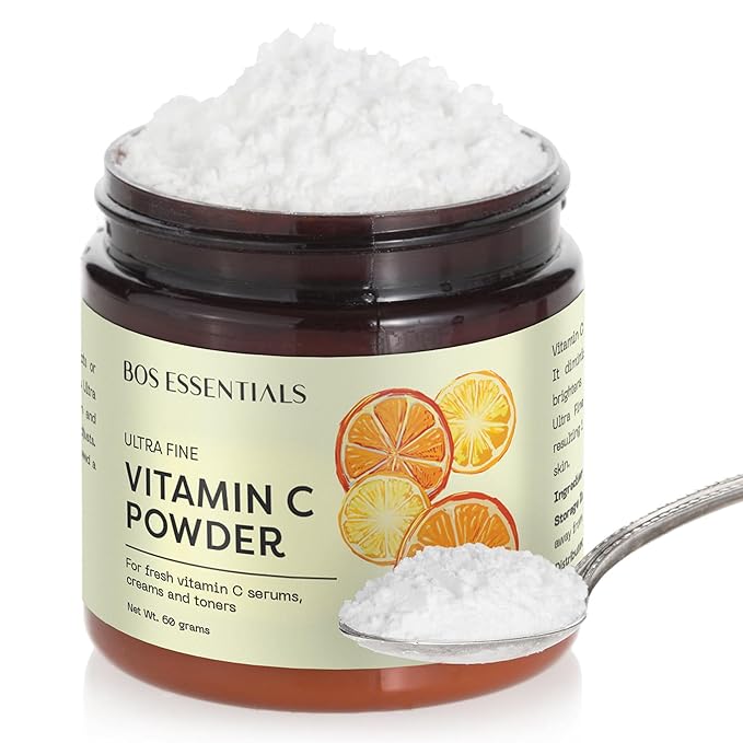 Ultra Fine Vitamin C Powder, 100% Pure Ascorbic Acid, Non-GMO, Cosmetic-Grade, Dissolves Instantly for DIY Serums, creams, and toners