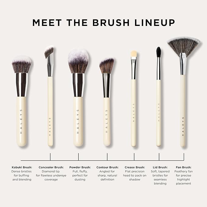 HALEYS Beauty Lid Brush, Medium, Flat & Tapered Eyeshadow Make Up Brush for Cream & Powder, Blending Tool for Eye Makeup, Makeup Brushes Essential, Vegan & Cruelty Free