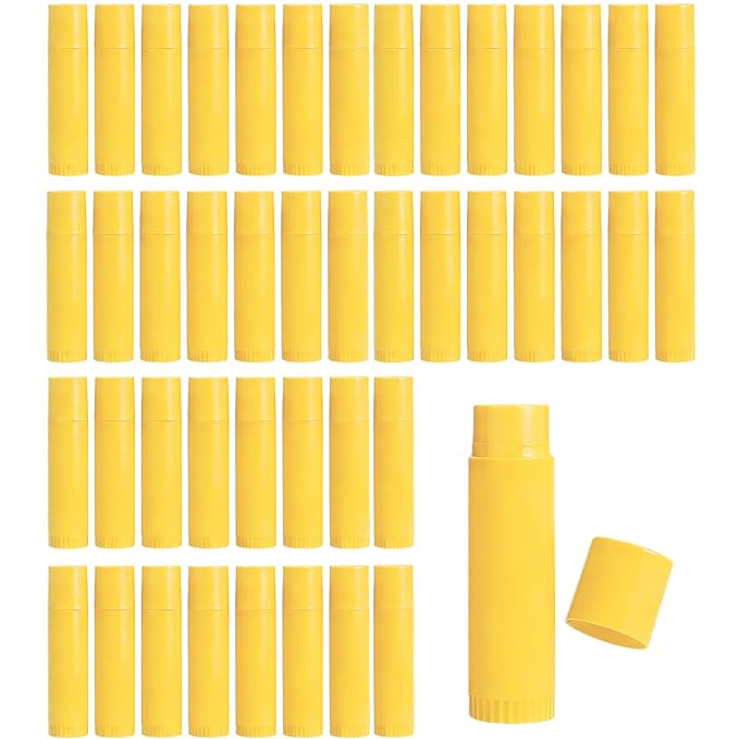 Value Pack of 100 Packs 5ml Empty Lip Balm Tubes, Leak-Proof Twist-Up Refillable Lipstick Containers for DIY Lip Balm，Lipstick, Lip Care Solid Perfume, Cosmetic Filling (Yellow)