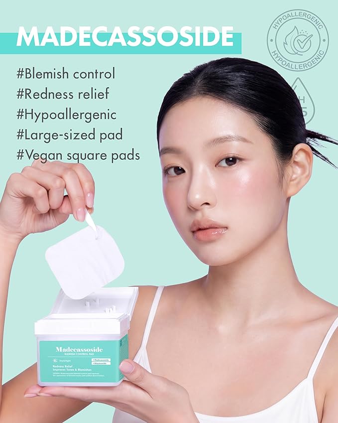 DERMAL Madecassoside Blemish Control Toner Pads 120 Count – CICA Centella Niacinamide PHA for Dark Spots & Uneven Tone – Vegan Gauze Tencel Pads with Tweezers (Korean Skincare)