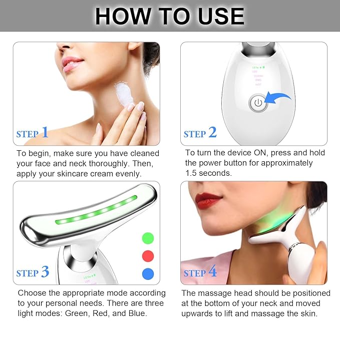 3-Color Light Therapy Facial Sculpting Tool – For Refreshed-Looking Skin & Jawline Care – Daily Beauty Ritual Device – Rechargeable Face Massager for Women