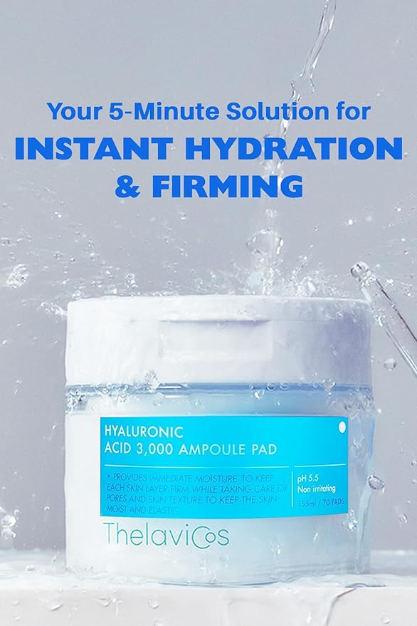 Hyaluronic Acid 3000 Ampoule Toner Pads with 11 types of Hyaluronic Acids - Hypoallergenic Face Pads helps with Clearer Skin, Pore Tightening, Moisturizing - Pad Tweezer Included - 70ct