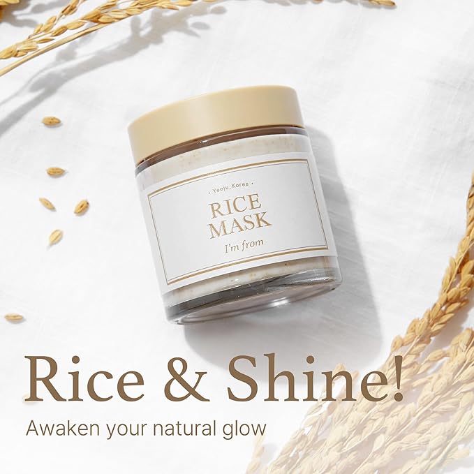 I'm from Rice Mask 3.88 Oz + Rice Toner 1.01 Fl Oz, Korean Rice Exfoliate and Glow Set, Smooth and Glowing Skin, Wash Off mask for Dry Sensitive Skin