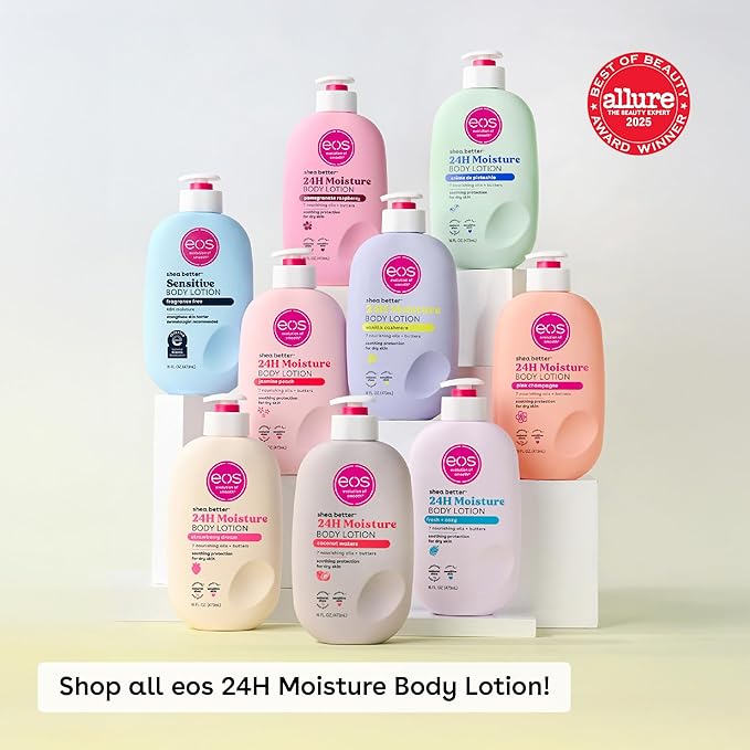 eos 24H Moisture Travel Body Lotion- Vanilla Cashmere, Travel Size Essential, Toiletries, Mini Body Lotion For Dry Skin, 2.5 fl oz