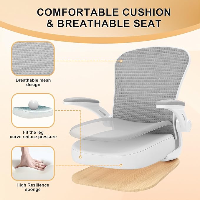 Synorla Office Chair, Ergonomic Desk Chairs 330LBS Capacity High Back Mesh Computer Chair with Flip-up Armrests, Comfy Work Chair with Adjustable Lumbar Support