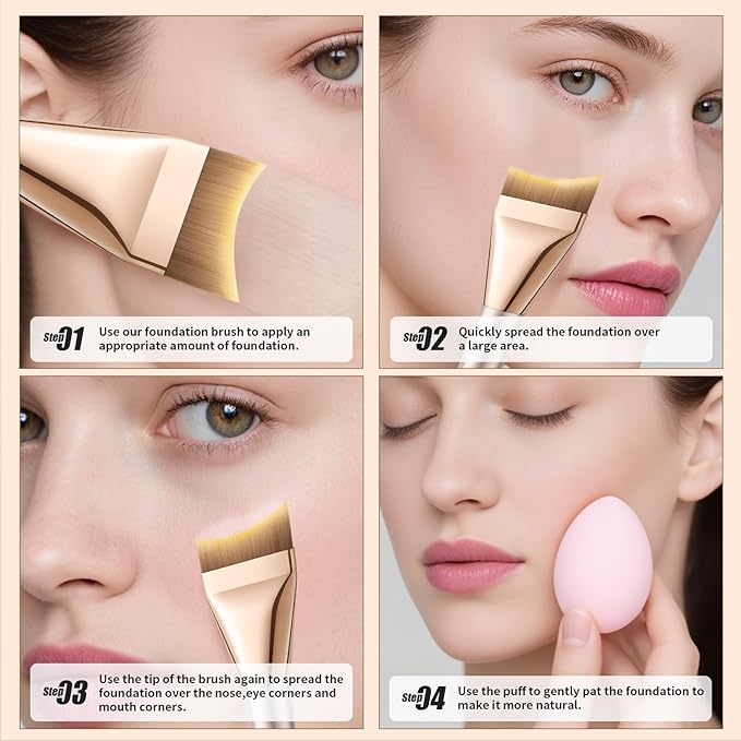 DUcare Flat Foundation Brush,Korean Makeup Brush Liquid Fish Tail Thin Makeup Face Brush for Blending, Cream,Foundation Brushes Makeup Tool for Seamless Application