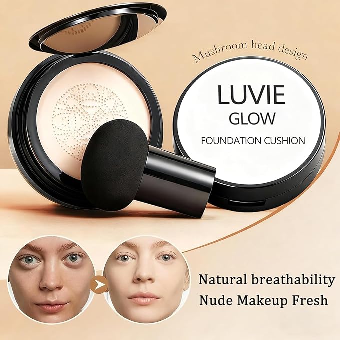 Foundation for Older Women | Warm - Perfectfor Light/Medium Complexion Mushroom Head Air Cushion CC Cream - BB Cream Full Coverage Makeup Foundation Long Lasting Waterproof Hydrating Lightweight