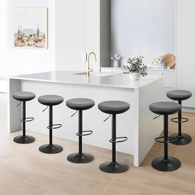 IWMH Standing Desk Stool, Ergonomic Adjustable High Office Chair, Round 360° Swivel Sit Wobble Stool Without Backrest for Bedroom, Kitchen, Living Room (Grey)