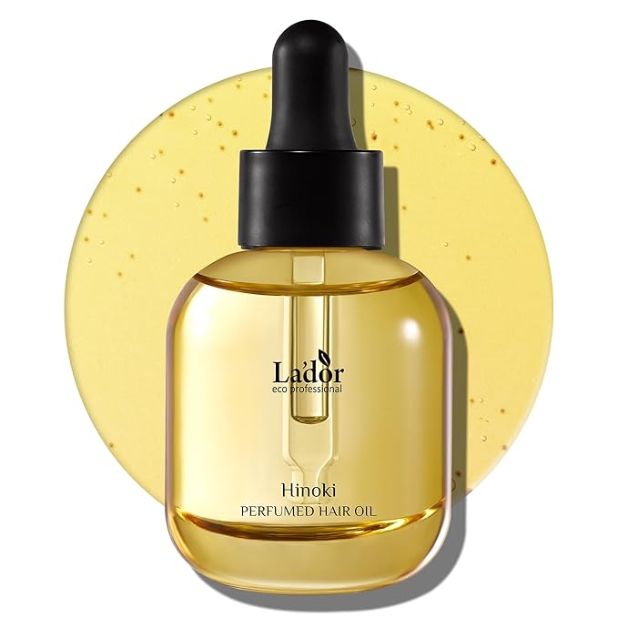 LADOR Hair Perfume Oil for Dry Damaged Hair - Anti Frizz Nourishing Fragrance Gloss Oil Serum Leave-In Conditioner Hold Curls & Waves Sulfate Paraben Alcohol Free 1 Fl Oz - Hinoki Korean
