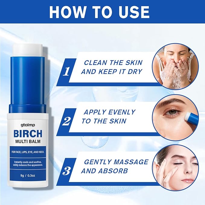 Birch Juice Multi Balm Stick,All-in-One Skin Care Stick for Lips,Face & Under Eyes,Hydrating Travel-Friendly Moisturizer,Helps Smooth Appearance of Fine Lines for a Refreshed Look (2, 0.6oz)