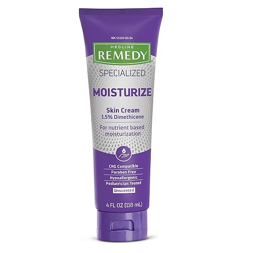 Medline Remedy Specialized Skin Cream, Unscented (4 fl oz), 1.5% Dimethicone, Nourishing Moisturizer for Dry Skin, Paraben-free, and Hypoallergenic Body Cream, Daily Lotion for Dry and Sensitive Skin